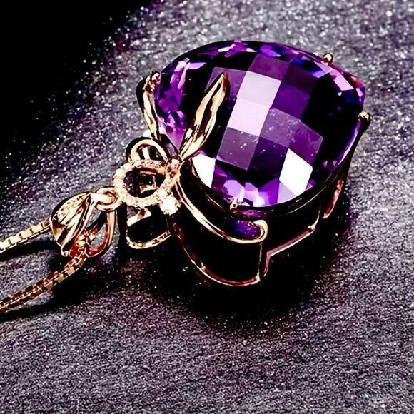 AYC 18k Gold Vermeil & Amethyst Heart Pendant - Picture 7 of 10